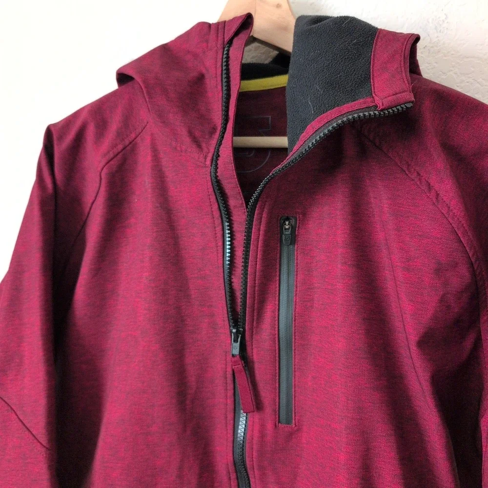 Burton Process Softshell‎ Jacket Mens Small Burgundy Red Full Zip Hoodie Coat
